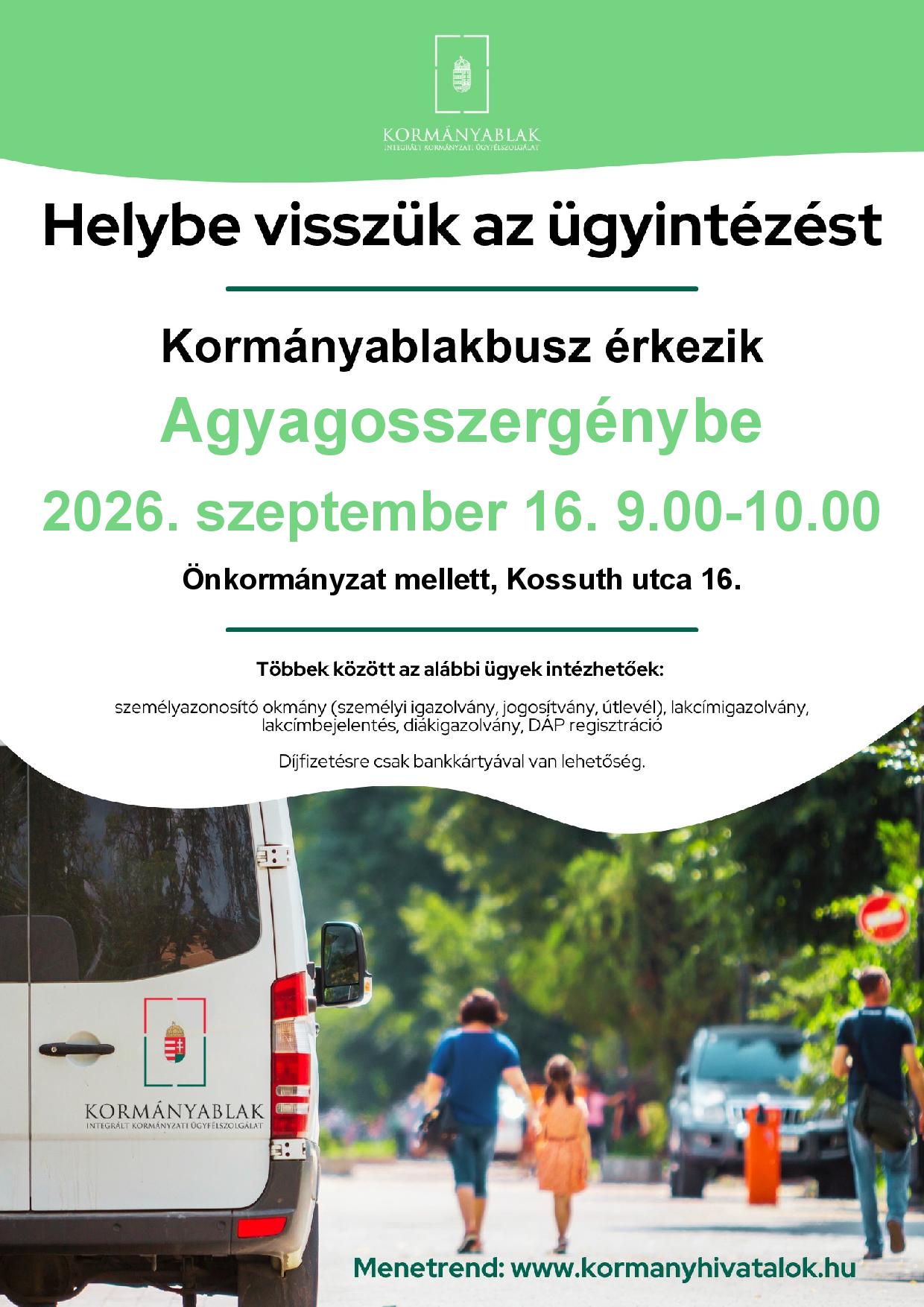 Kormányablakbusz Agyagosszergény